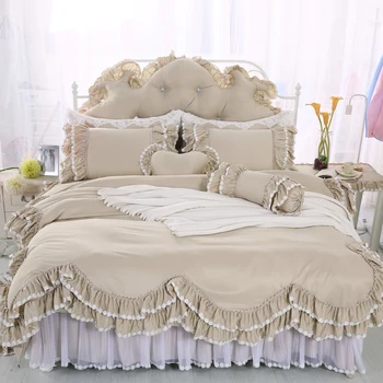 Kórejský volánikmi Luxusná posteľná bielizeň Sady Twin Kráľovná King Size 4/6/8 ks Obliečky Bavlna, Značka Perinu Nastaviť 28