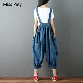 Letné jumpsuit pracovné nohavice pre ženy trakmi, bavlnené nohavice širokú nohu hárem vysoký pás voľné bežné kórejský nohavice veľkosť