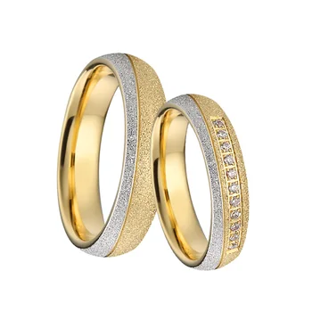 Luxusné Zlaté Šmirgeľ Aliancie Snubné Prstene pre pár Láska titánové ocele, šperky manželstva prst prsteň 2020