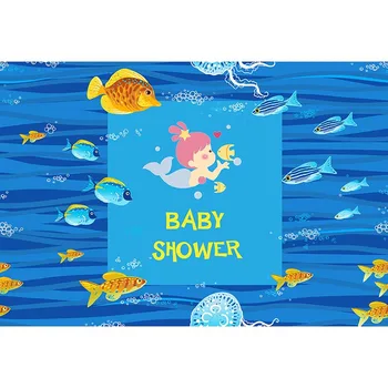 Mehofoto Baby Sprcha Pozadia pre Morská víla Fotografovanie Rýb Modrej Vody Fotografiu Strieľať na Pozadí Novorodenca Kreslených Pozadí 294