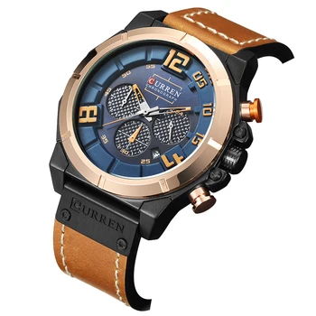 Módny Štýl CURREN Pánske Hodinky Top Značky Luxusné Kožené Quartz-hodinky Chronograf Svetelný Šport Mužov Náramkové Hodinky reloj hombre