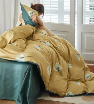 Neobvyklý dizajn žltý kvet posteľná bielizeň nastaviť dievča,plné kráľovná kráľ 60. rokoch bavlny, dvojité bytový textil posteľ list vankúš perinu