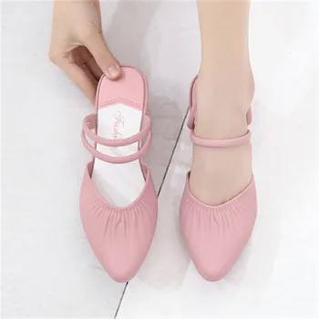 Nová Žena Bežné PVC Papuče Ukázal Prst Klinu Topánky Ženy Pošmyknúť Na Módne Plážové Sandále Skladaný Žena Dva Nosiť Topánky 2020