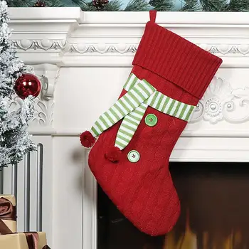 Nový Rok 2021 Darčeková Taška Vianočná Pančucha Vianočné Závesné Ponožky Vlnené Pletené Navidad Strom Dekorácie Krb Dekor Pre Domáce