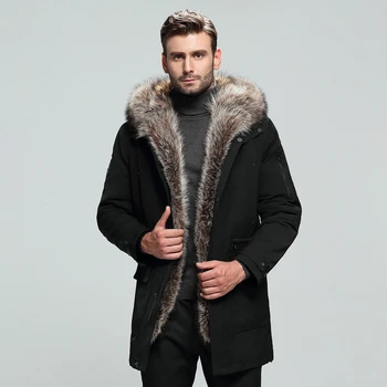 PViviYong 2020 zimné vysoko kvalitnej reálne kožená bunda mužov ,American mýval obojky Noriek líniové Parker mužov kabát 1909
