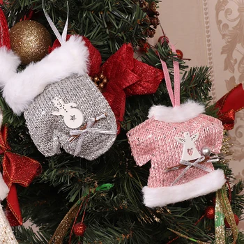 Roztomilý Vianočný Stromček Pletené Vlnené Klobúk, Rukavice, Ponožky Malý Prívesok Dekorácie Okna Závesné Dekorácie Vianoce, Vianočný Strom Decor
