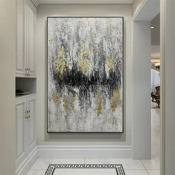 Ručné nové textúrou olejomaľba Na Plátne Moderné Abstraktné Stenu Obrázok staré retro umenie čierna šedá Obrazy pre Obývacia Izba