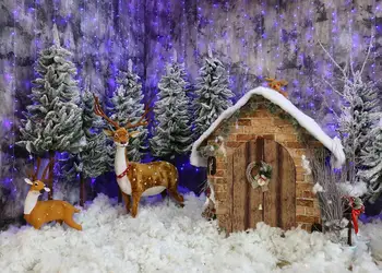 Scopiso Fotografie Pozadí Zimné Dreveného domu elk Snowflake Vianočný Stromček Flash Dekorácie Photo Studio prop Pozadia