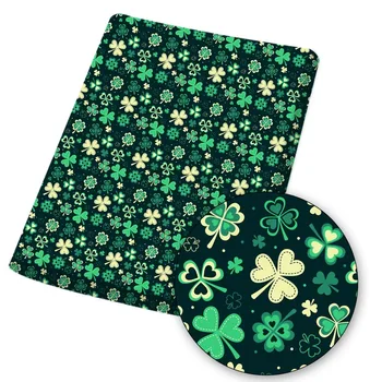 St. Patrick ' s Day Polyester Bavlnená Tkanina Vytlačené Handričkou List Pre DIY Maska Šaty Ručné Materiálov bytový Textil 145*45 cm 1pc