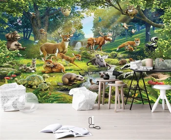 Vlastné 3D Tapeta Živočíšneho Sveta Elk Vydra Králik Korytnačka detskej Izby nástenná maľba, Spálne, Obývacia Izba Gauč Pozadí na Stenu
