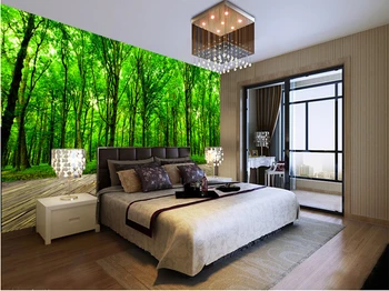 Vlastné 3D veľká nástenná maľba,Svieži zelený les ,obývacia izba gauč TV na stenu deti stenu spálne papier