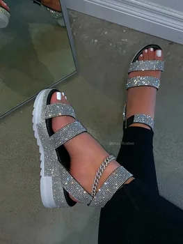 Vonkajšie kolo prst platformu sandále dámske platformy high-klinové podpätky sandále pracky klin sandále letné topánky módny trend