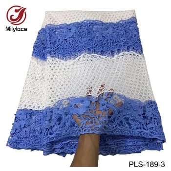 Výšivky guipure čipky textílie s korálkami dizajn, vysoká kvalita, dvojité farba materiál nigérijský guipure čipky textílie PLS-189