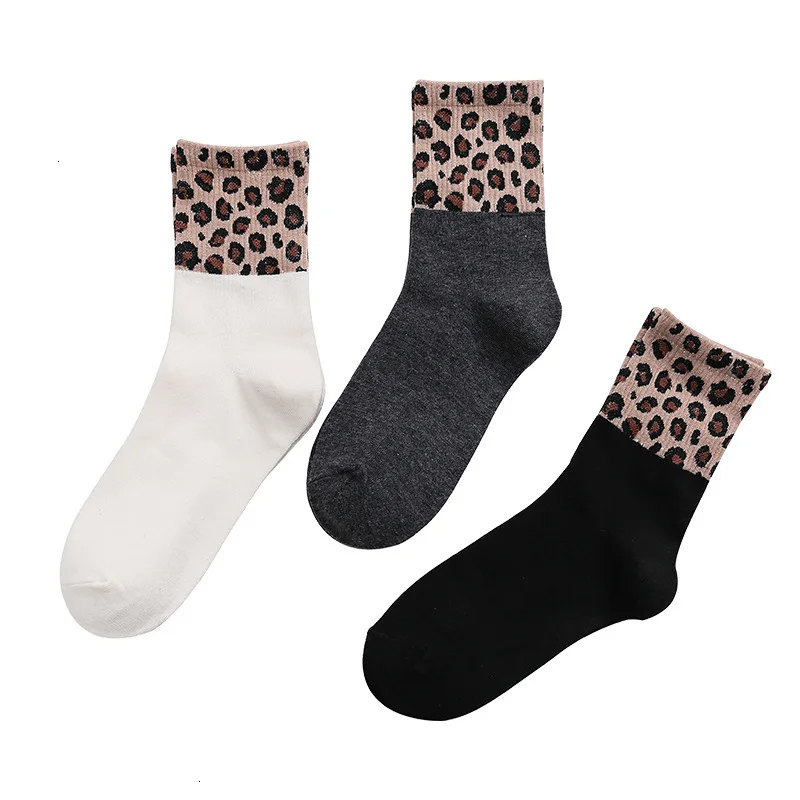 Ženy Pruhované Ponožky leopard Ponožky Jeseň Zima Štýl Vianočné Zimné Ponožky Pre Ženy, Ženské Zábavné Ponožka 1pair=2ks ms24