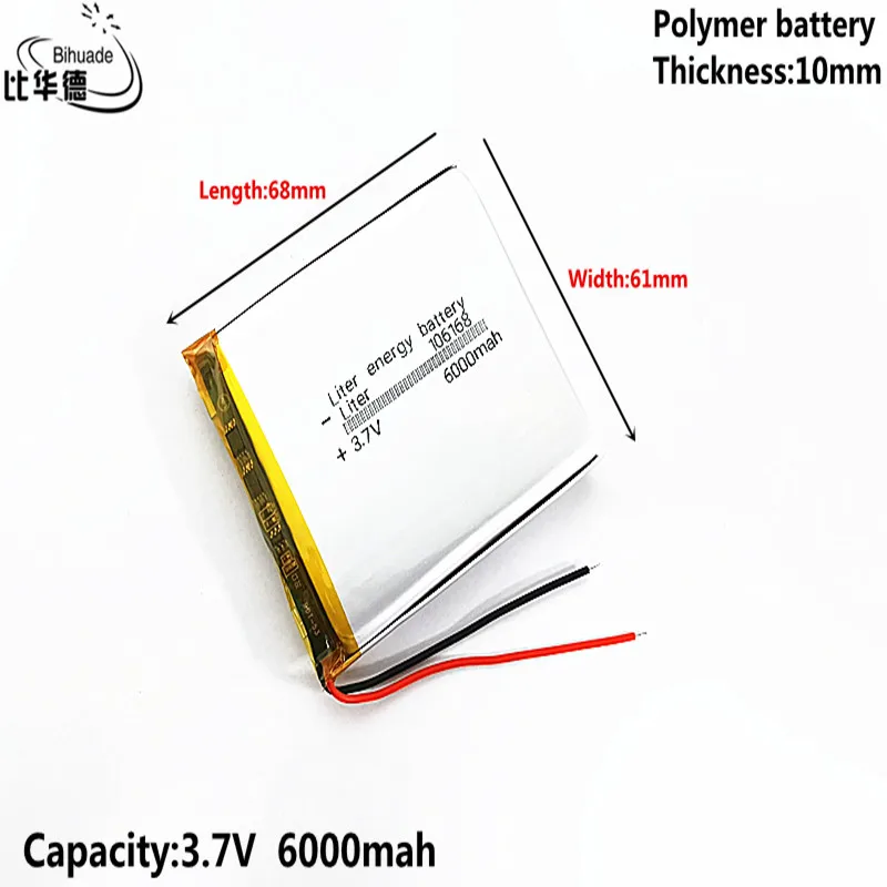 Dobrý Qulity 3,7 V,6000mAH 106168 Liter energie batéria Polymer lithium ion / Li-ion batéria pre tablet pc BANKA,GPS,mp3,mp4