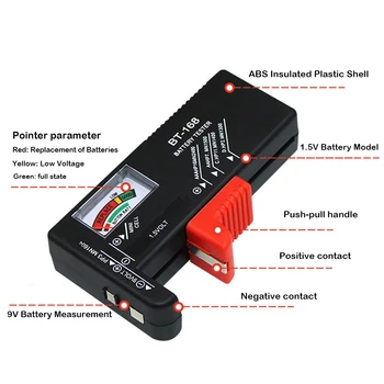 BT168D Digitálne Batérie Kapacita Diagnostický Nástroj Batérie Tester LCD Displej Kontrola AAA AA Tlačidlo Bunky C D Tester Batérií