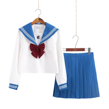 Škola Šaty Japonský Jk Uniformy Sky Blue Námorník Vyhovovali Anime Skladaná Sukňa Jednotné Oblečenie Vysokej Školy Dievčatá Študentov S Kravatu